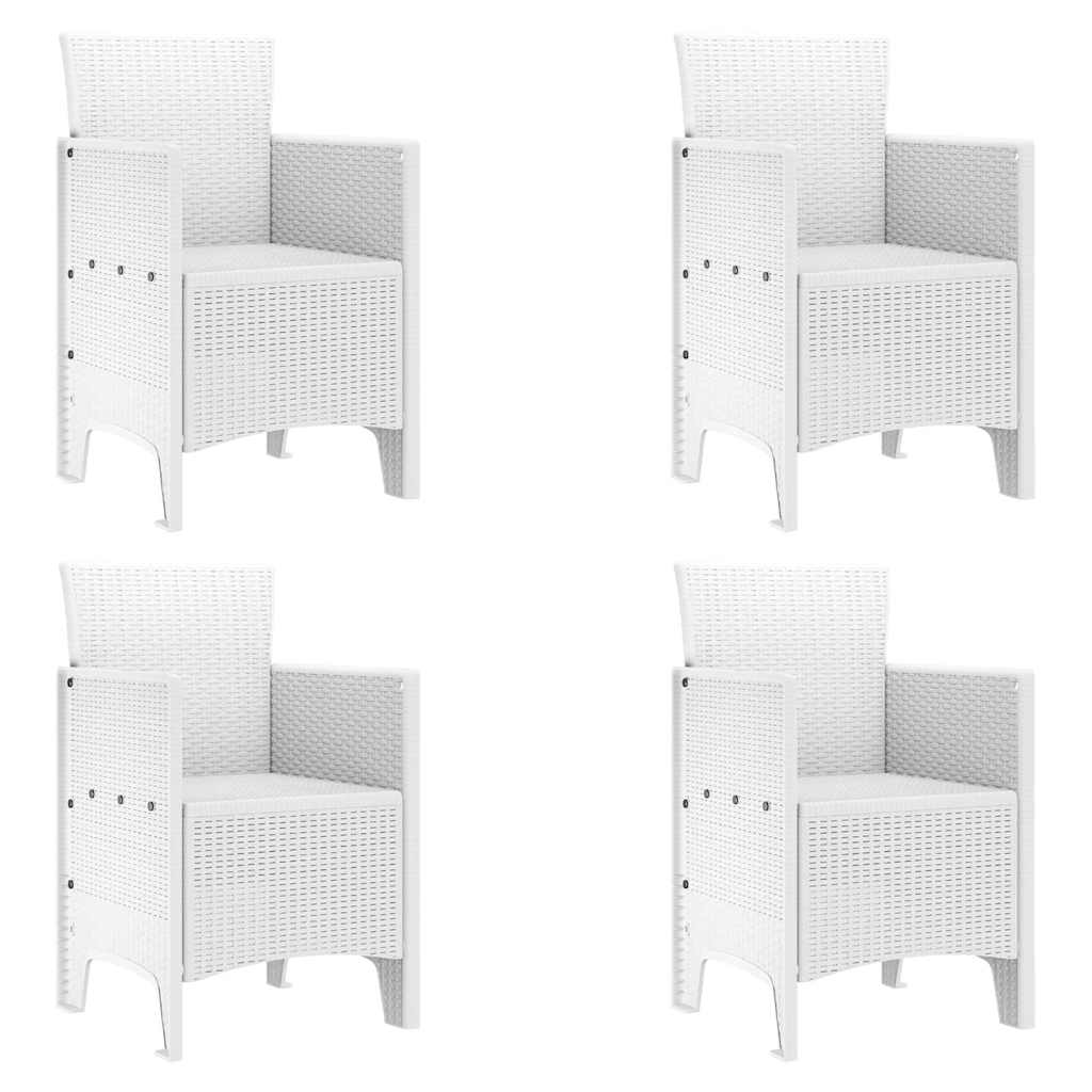 Garden Dining Set 5 pcs White Poly Rattan