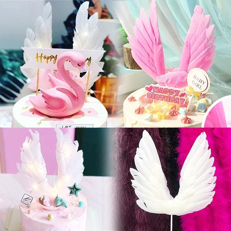 Angel Wings Cake Toppers Wedding Cupcake Cake Flag Party Decoration Happy Birthday