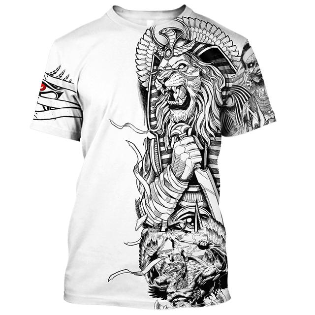 Summer Mens T-shirt Egyptian Pharaoh 3D Printed Short Sleeved Retro Style T Shirt Quick Drying Men's Round Neck Loose Tops