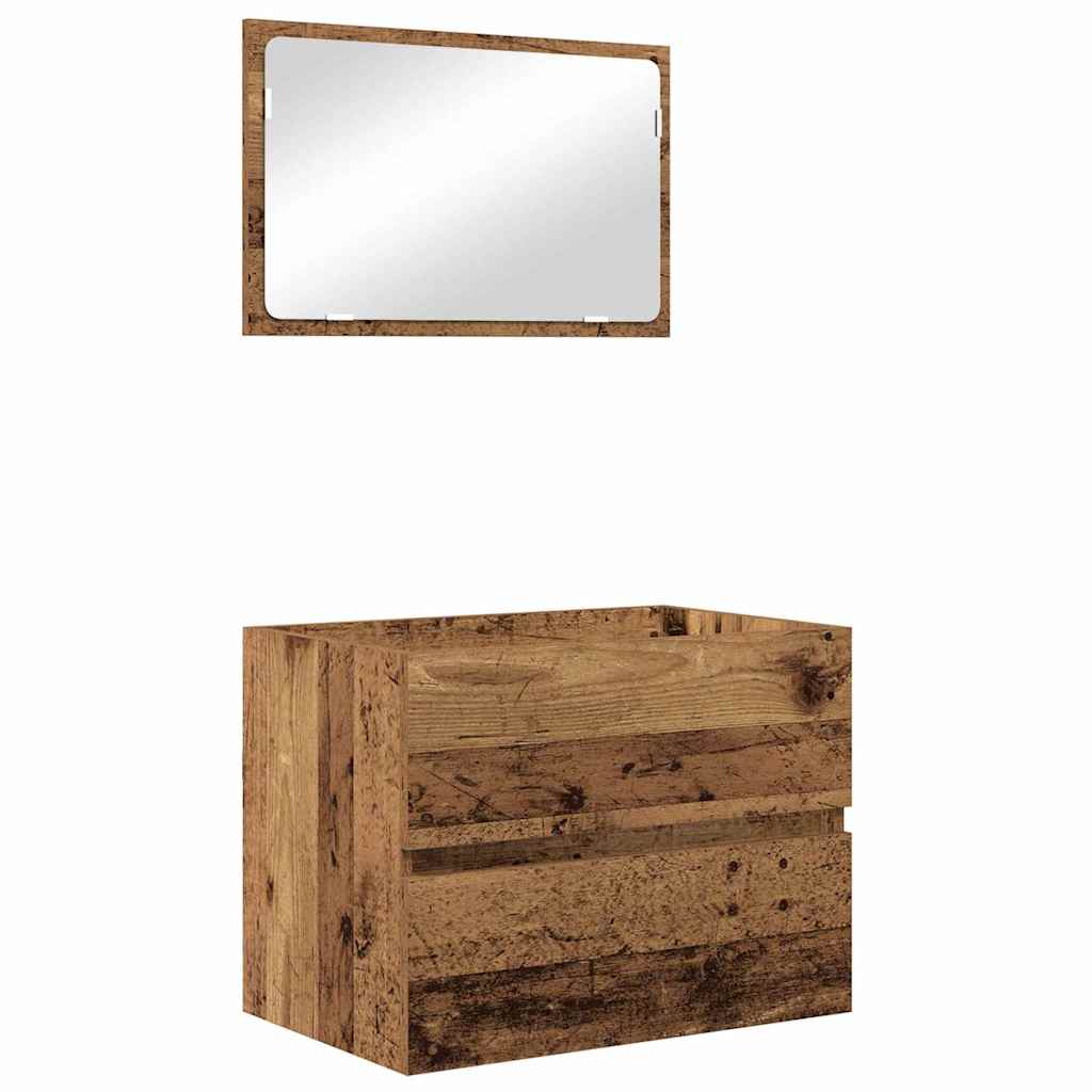 Bathroom Furniture Set 2 pcs Reclaimed Wood Particleboard and Metal
