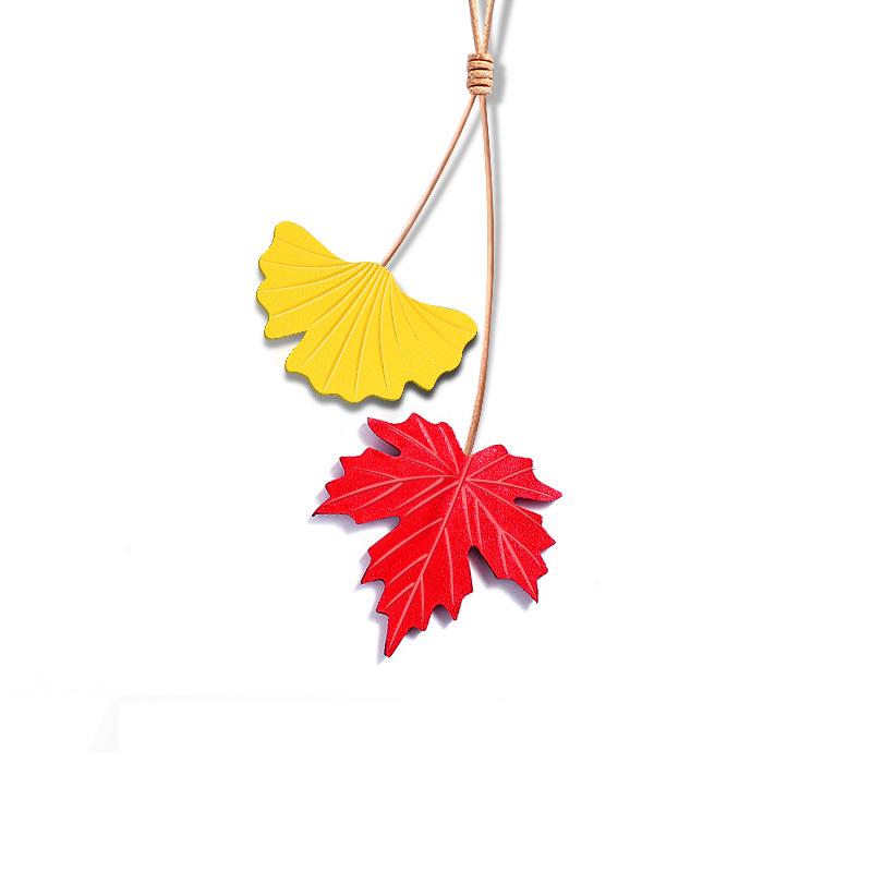 Handmade Genuine Leather Maple Leaf Pendant: Cowhide Car Key, Mirror Ornament, Bag Charm