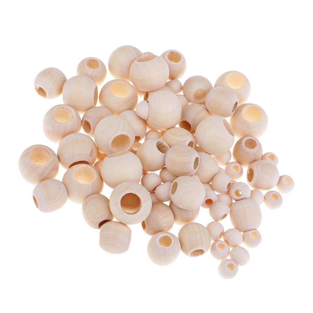 220 шт. в упаковке деревянные бусины разного размера из натурального дерева, свободная прокладка с большим отверстием