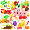 CORPER TOYS Play House Kitchen 51 Piece Pretend Cutting Educational Storage Case Hook and Loop Pretend Play Set, Set, Set, Ingredients, Vegetables,