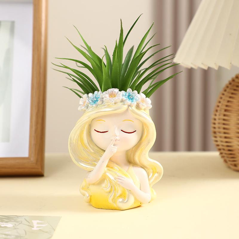 Artistic Resin Succulent Pot - Living Room Decor & Garden Ornament - Perfect Birthday Gift