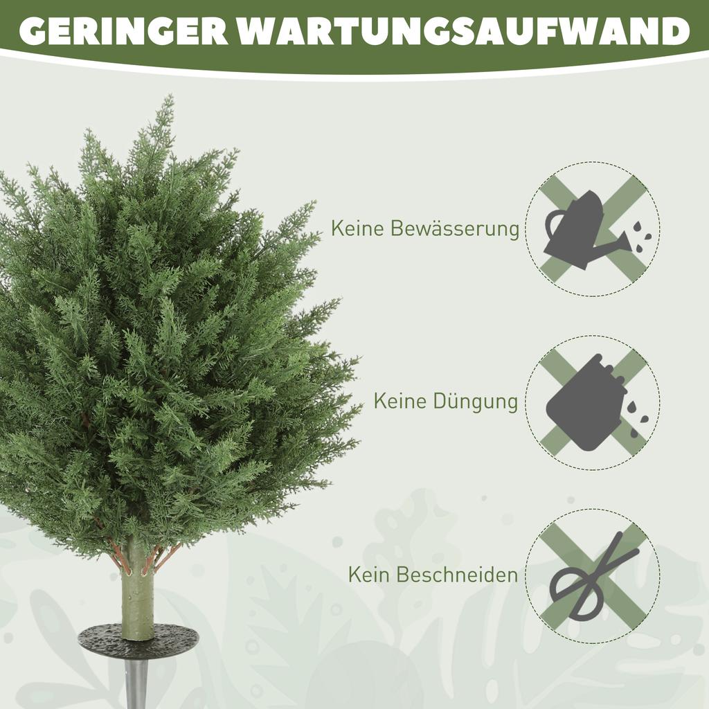 60 cm Artificial Cypress Tree with Ground Stake, Set of 2 Artificial Plants for Indoor & Outdoor, UV Resistant, Green