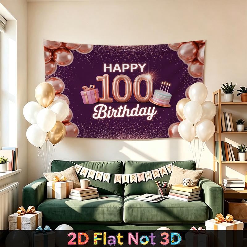 Rose Birthday Backdrop 1pc - Polyester Banner