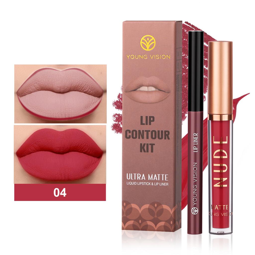 Блеск для губ Lip Liner 2 Sets Antistick Cup Водостойкий матовый блеск для губ Может вращаться Lip Liner Lip Makeup