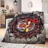 One Punch Man Smart Print Flannel Blanket, Cartoon Decorative Pattern, Soft and Warm for Bed and Couch, Travel Blanket_LIAN