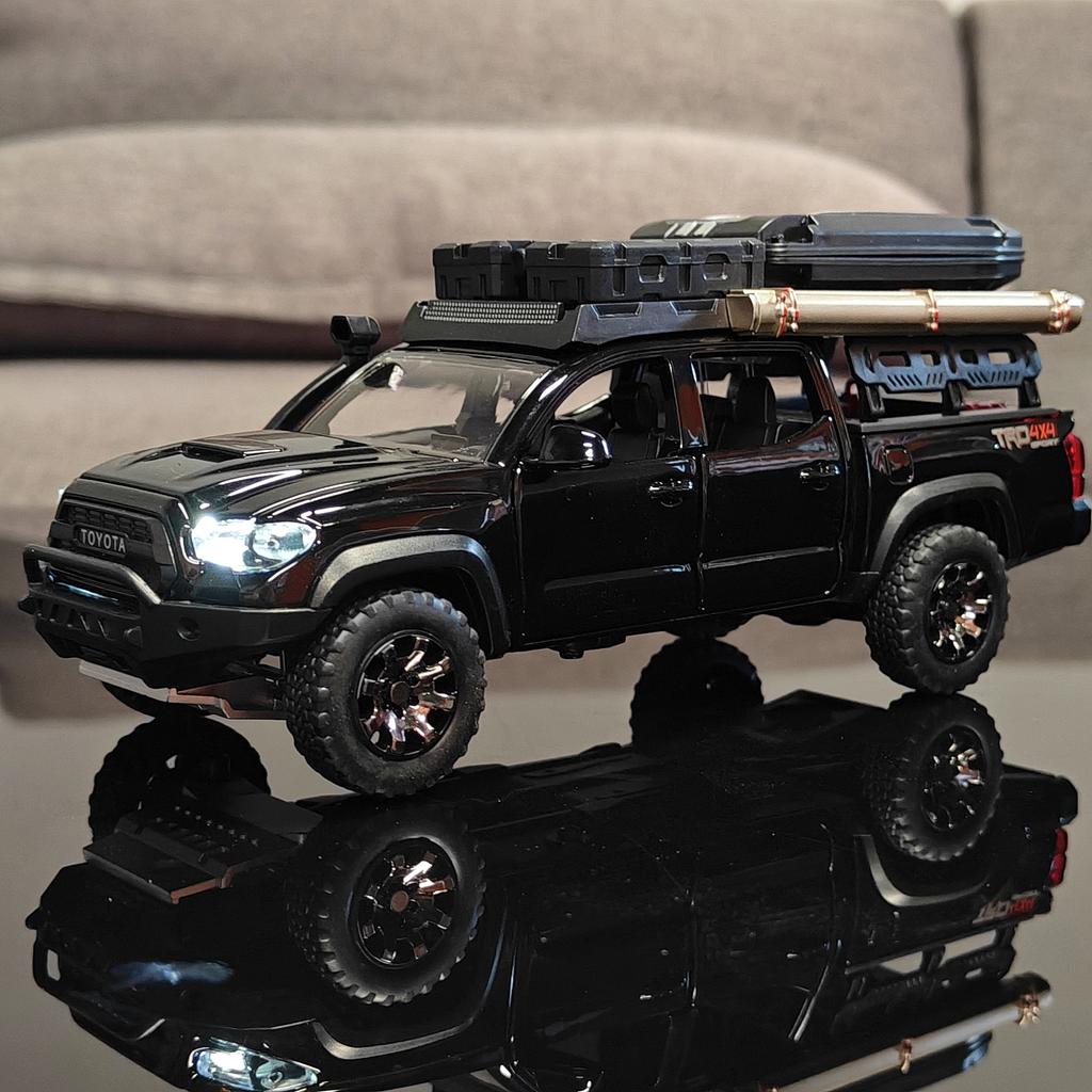 1:32 Toyota Tacoma TRO Off Road Pickup Alloy Diecast Model Computer Desktop Decoration With Sound Light Beautiful Christmas Gift