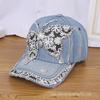 Women's Rhinestone Denim Baseball Cap - Paris Lettering Sun Hat