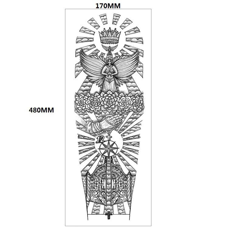 Водонепроницаемая татуировка на всю руку с изображением головы льва и тигра, большой узор, цветочная татуировка на руку, большой узор, переносимая водой, наклейка с ветром