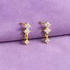 Triple Stone Minimal Drop Earrings - 925 Sterling Silver Gold Plated