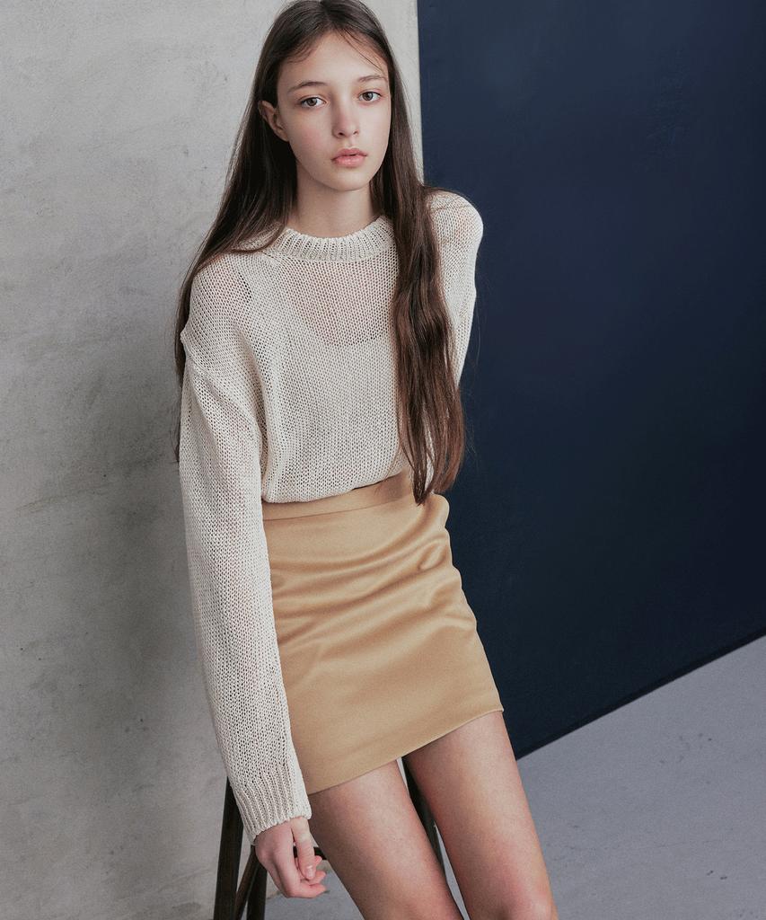 Rang 5 [Dia] Suede Mini Skirt_Beige