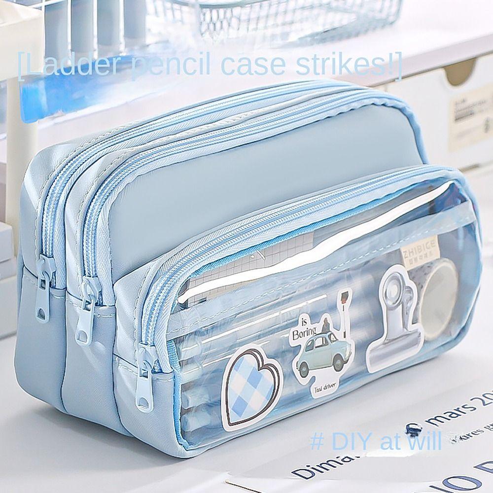 Multilayers Pencil Case Staircase Style Stationery Storage Pouch Pen Bag  Office School Supplies