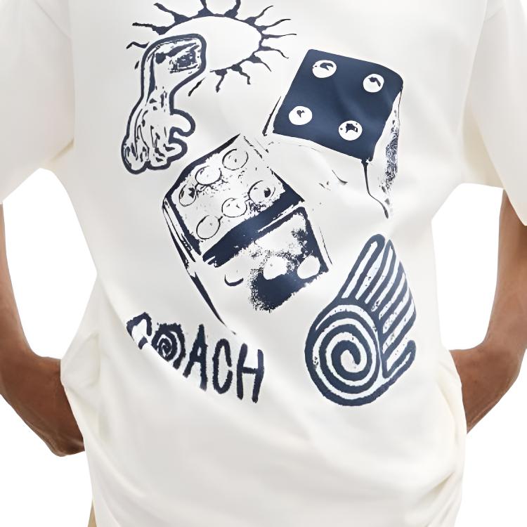 Coach Хлопковая футболка с пэчворк-узором, облегающая, с коротким рукавом, мужские топы CDU06-NFY