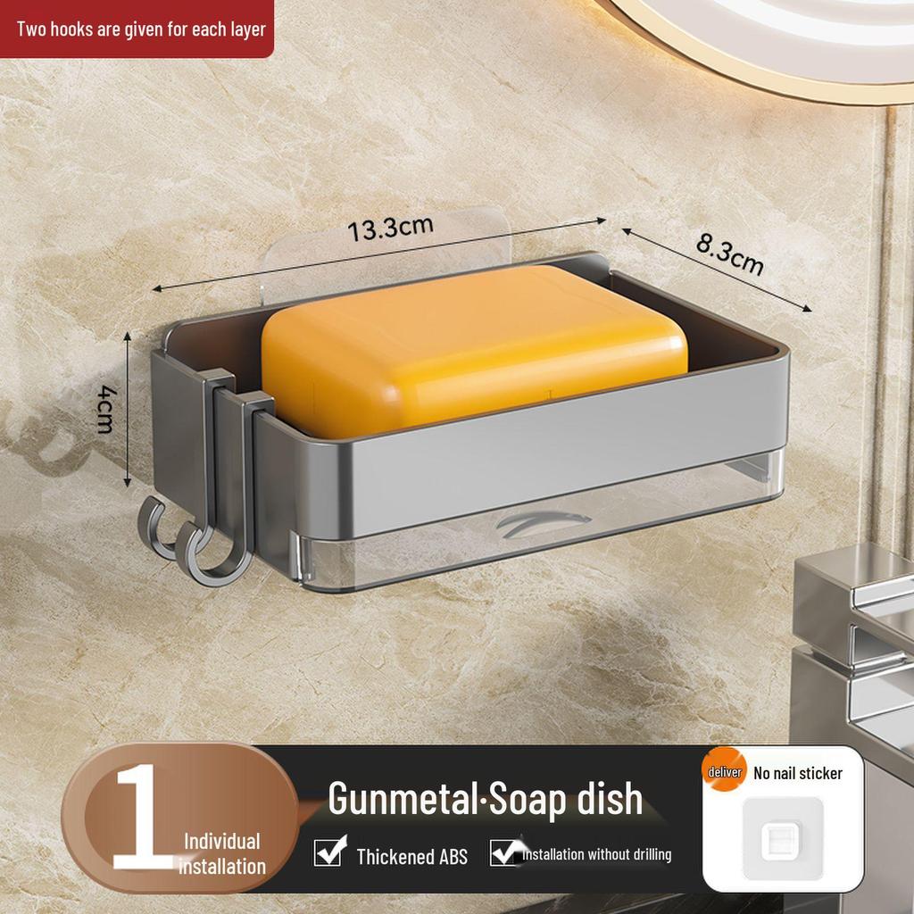 Wall-Mounted Double-Layer Soap Dish and Bathroom Rack - Punch-Free Drainable Design