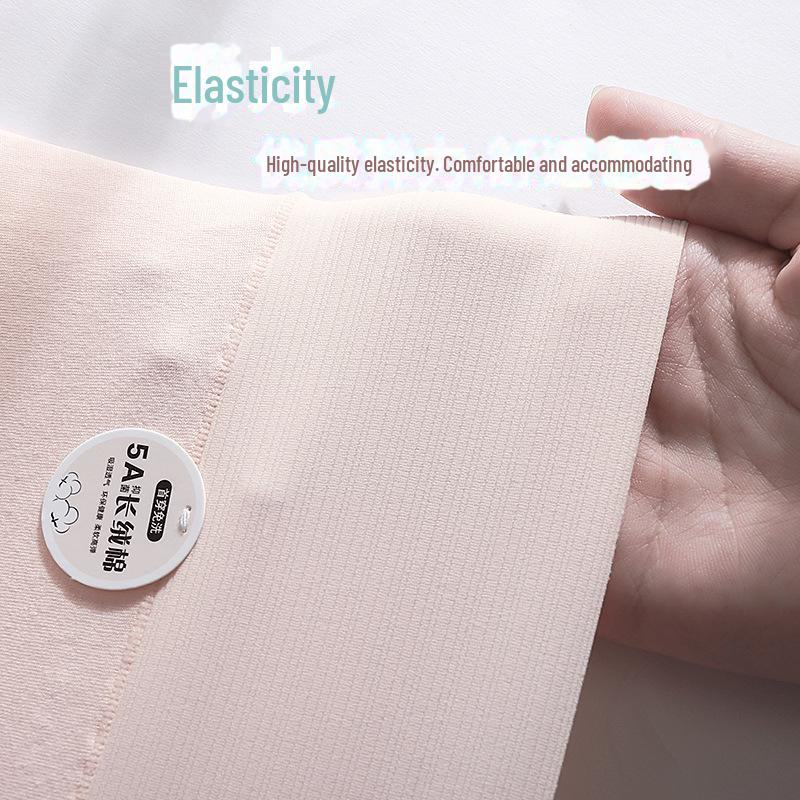 Женские бесшовные трусы с высокой талией — размер L, чистый длинноволокнистый хлопок класса 5А из Синьцзяна, антибактериальный и дышащий.