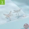 S925 Sterling Silver Winged Dragonfly Stud Earrings, Niche High-End Ear-To-Ear Design Stud Earrings.