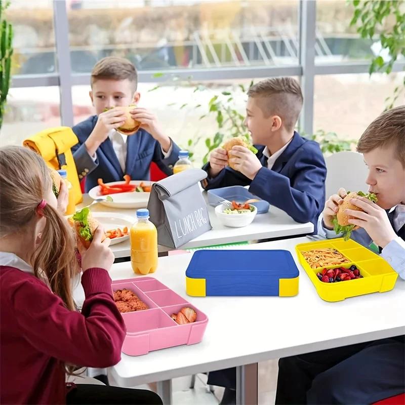 1330 мл Bento Box Контейнеры для обеда для взрослых с 6 отделениями для взрослых/детей/малышей с посудой Коробка для обеда с соусом