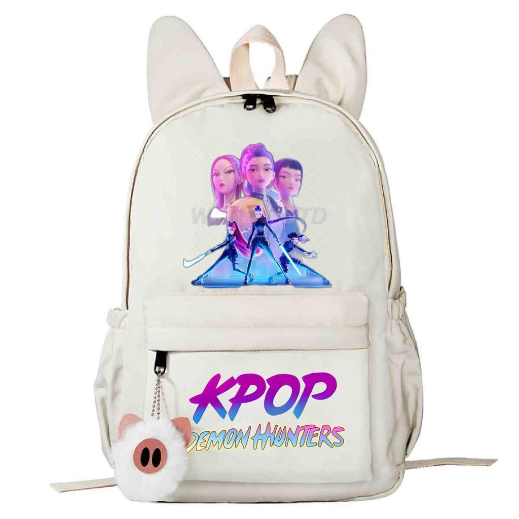 Kpop Anime Cartoon Print Student Korean Version Schoolbag Lightweight Cute Rabbit Ear Backpack