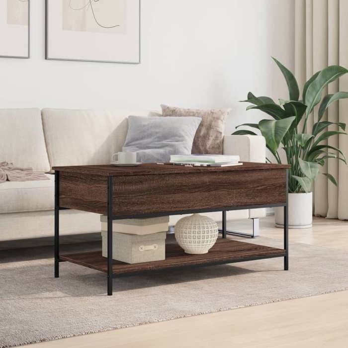 VidaXL Table Basse, Bout de Canapé avec Pieds Réglables, Table d'Appoint avec Rangement Salon Intérieur, Moderne, Chêne 845350