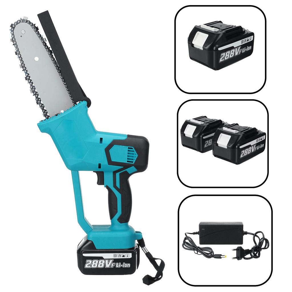 8-дюймовая перезаряжаемая электрическая пила, 288 В, бензопила, 1500 Вт, бесщеточный двигатель, деревообрабатывающий электроинструмент с 2 батареями, набор резаков по дереву