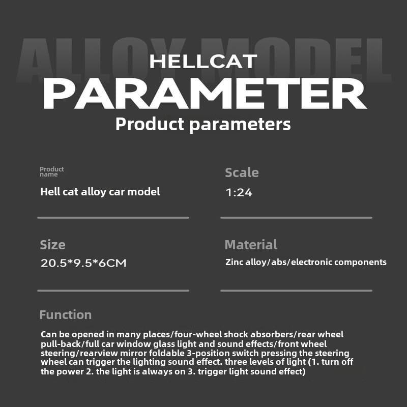 Новый 1:24 Dodge Challenger SRT Модель автомобиля из легкого сплава Литой металлический спортивный автомобиль Модель транспортного средства Коллекционная имитация Звук и свет Детская игрушка Подарок для мальчика