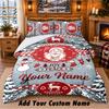 Christmas Custom Name Pattern Bedding 3Pcs Set Bed Sheet Pillowcases Indoor Bedroom Holiday Gift