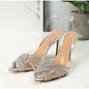 Women Sandals Pointed Toe Crystal Transparent Female Pumps Thin High Heel Slip-On Solid Sexy Ladies Summer Fashion New Shoes