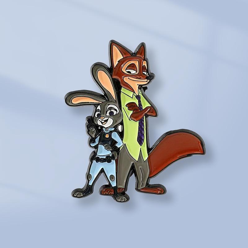 European and American cartoon creative cute fox Nick brooch decoration rabbit Judy oil drip badge pin accessory