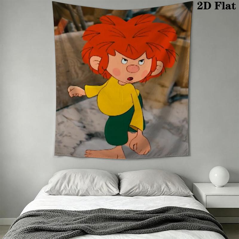 Meister Eder Und Sein Pumuckl Wall Tapestry Aesthetic Wall Hanging Printed Fabric Blanket Decorative Tapestries for Bedroom Living Room Home Decor