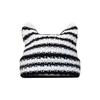 Новая японская уличная одежда Harajuku Beanie Little Devil полосатая вязаная шапка для женщин и девочек осень-зима милая шапка с кошачьими ушками