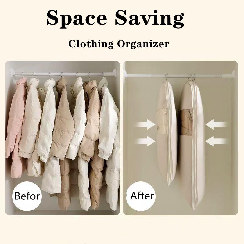 Visible Compression Hanging Bag for down Jacket Dust Cover Clothes Storage Hanging Bag Wardrobe Organizer Clothes Storage Bag