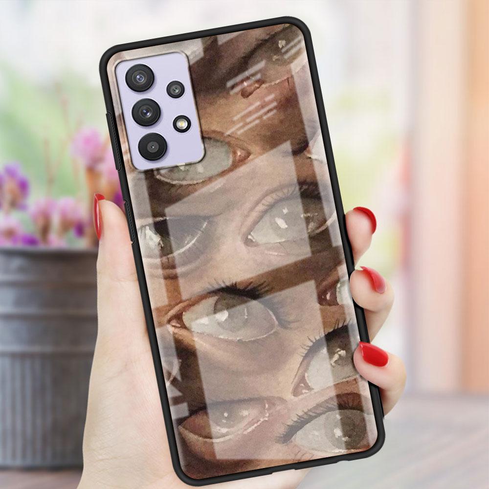 Стеклянный чехол со страшным лицом и глазами, смайликом для Samsung Galaxy A52 A71 A50 A51 A70 A21s A31 A72 A10 A12 A30 A22 5G, чехол для телефона