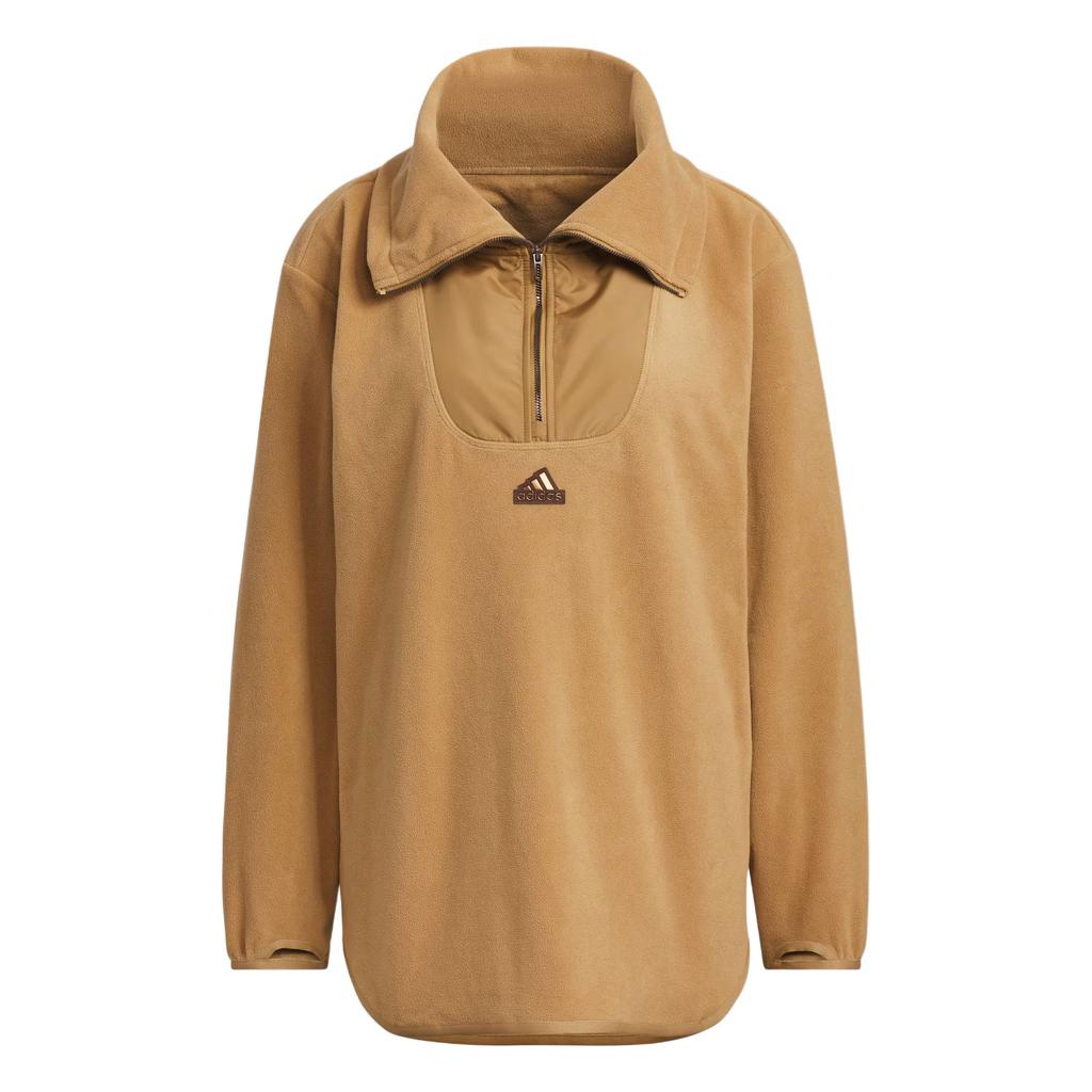 Adidas Comfortable Casual Polo Logo Patch Sweatshirt Women Sweatshirt Brown JX6848