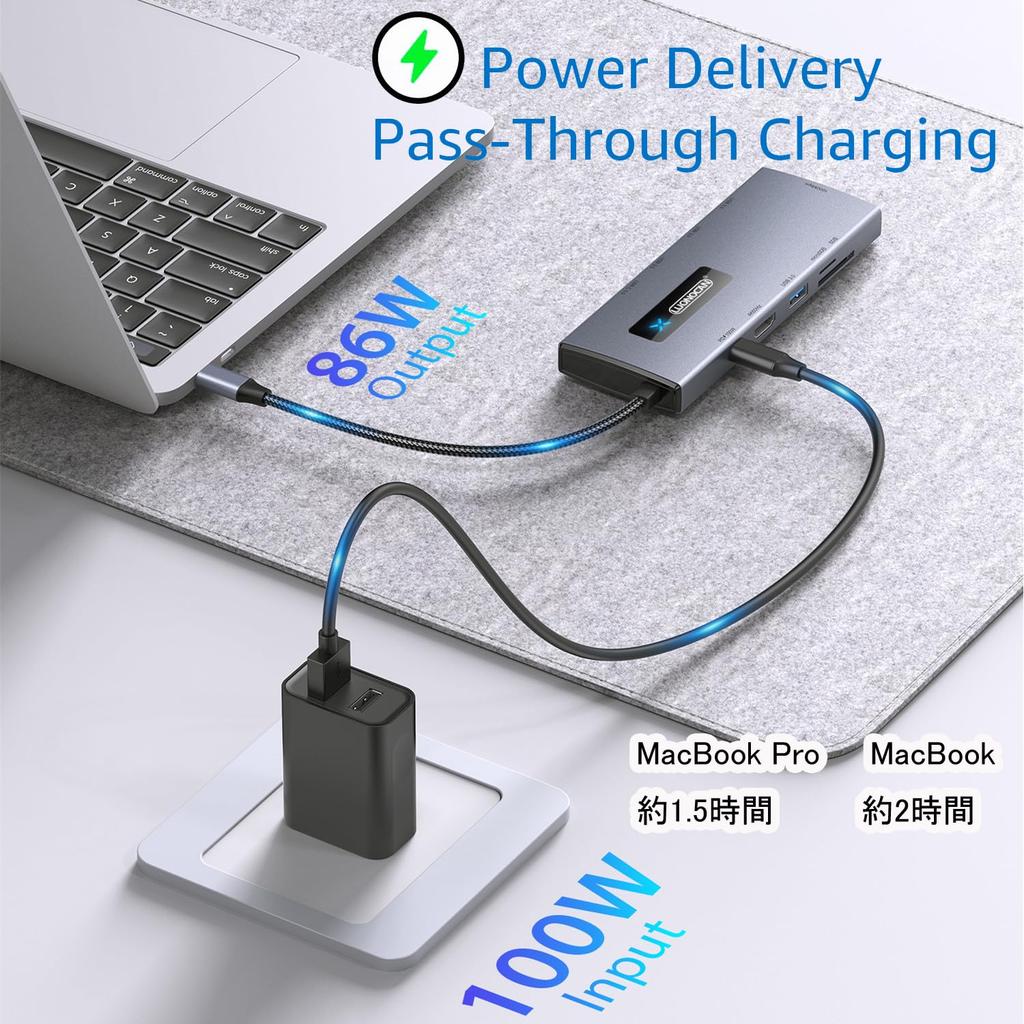 Hub 10in1 LUONOACN HDMI 4K60Hz USB 5Gbps Data Transfer Port Expansion PD Charging Compatible 1Gbps Ethernet Port with Micro Card Reader Type C Hub