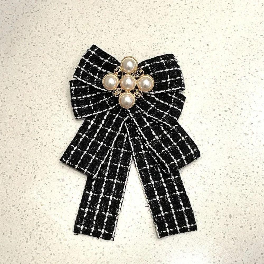 Fashion Cloth Bow Brooches Pearl Vintage Pearl Collar Pins Bowknot Necktie Wedding