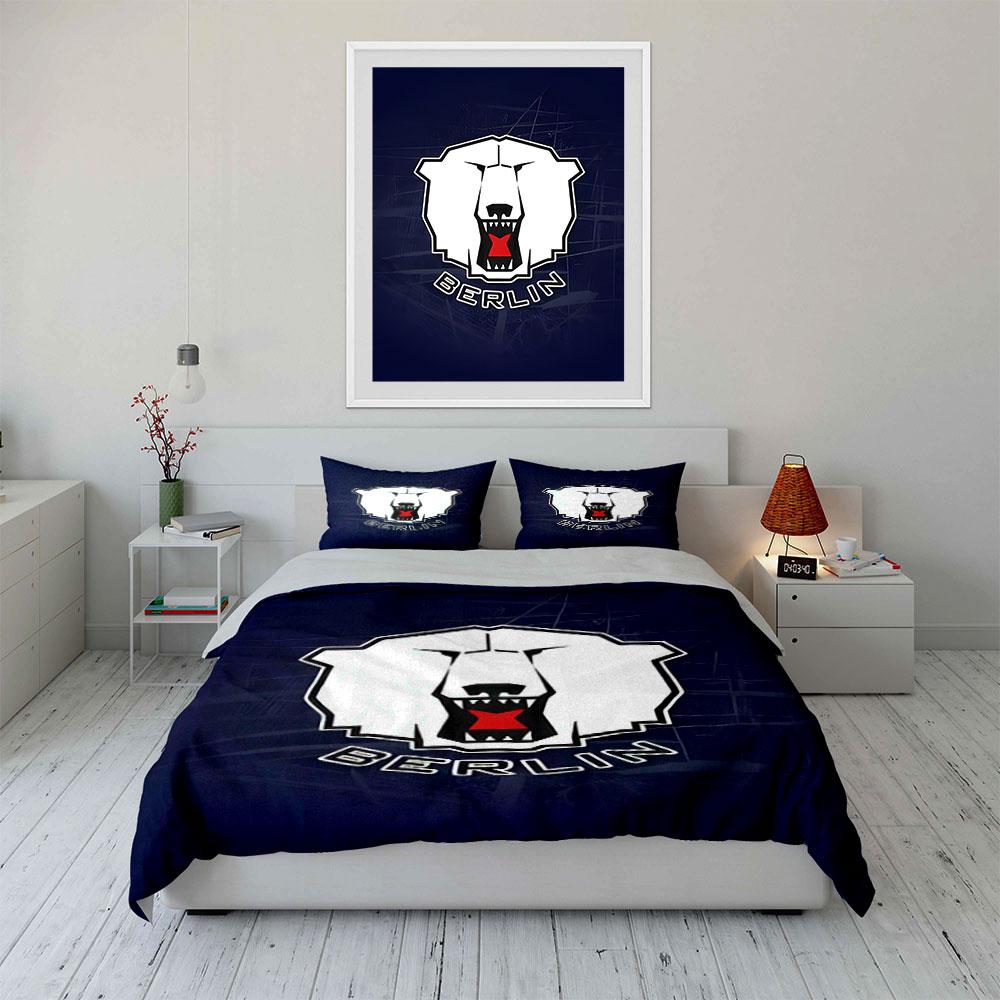 "Polar Bear Berlin Logo Design" Print Bedding Set Duvet Cover Pillowcases (1* Duvet Cover 2* Pillowcases Do Not Include Comforter)