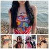 Beach Sun Protection Shawl Square Headscarf Versatile Bra Top  Women