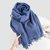 New Solid Color Scarf Couple Winter Shawl Dual-purpose Warm Long Thickened Fringed Scarf