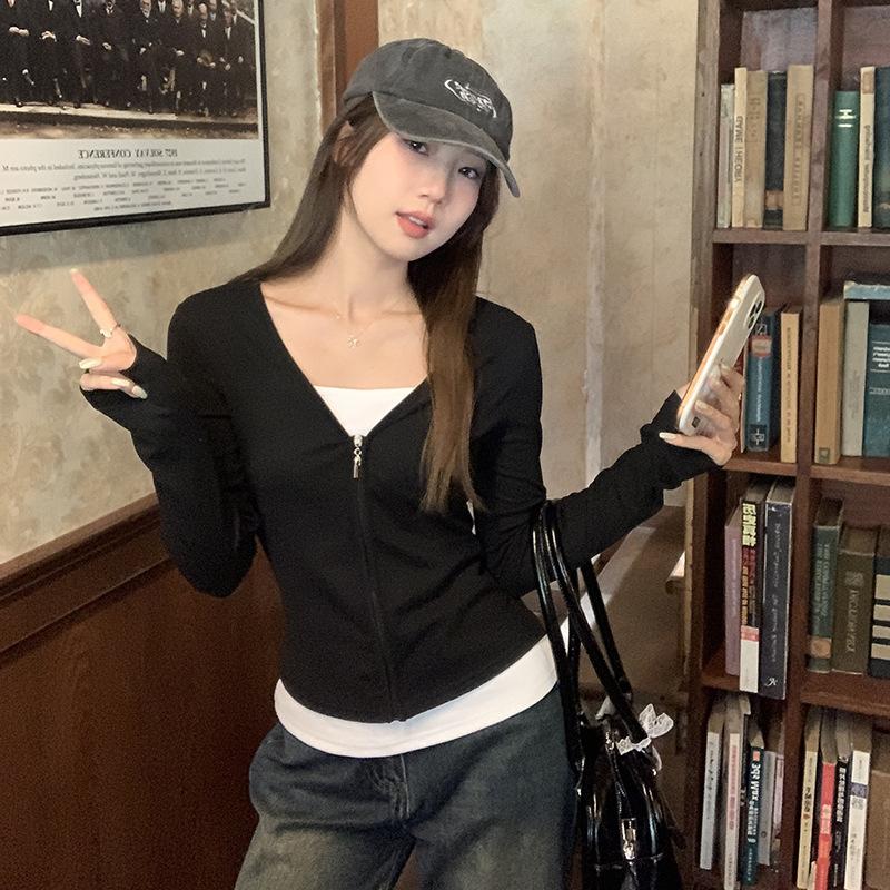 Поддельный двухкомпонентный черный и белый контрастный немецкий бархат, утолщенный, теплый, тонкий, женский, осенне-зимний, новый, с длинными рукавами, с внутренней молнией