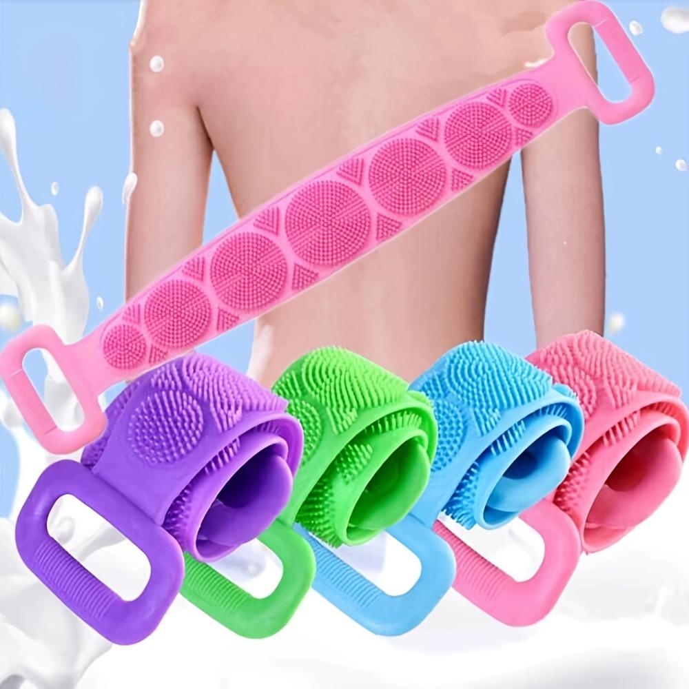Silicone Body Scrubber Bath Brush, Exfoliating Shower Brush Bath Belt With Extra Long Strip And Handle For Easy Back Exfoliating, Rubbing Body Back