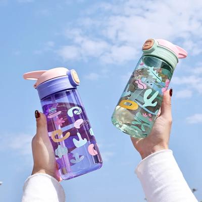 Бутылка для воды 600 мл с трубочкой для детей и девочек, портативные дорожные бутылки, спортивная кружка для фитнеса, летняя бутылка для холодной воды и сока
