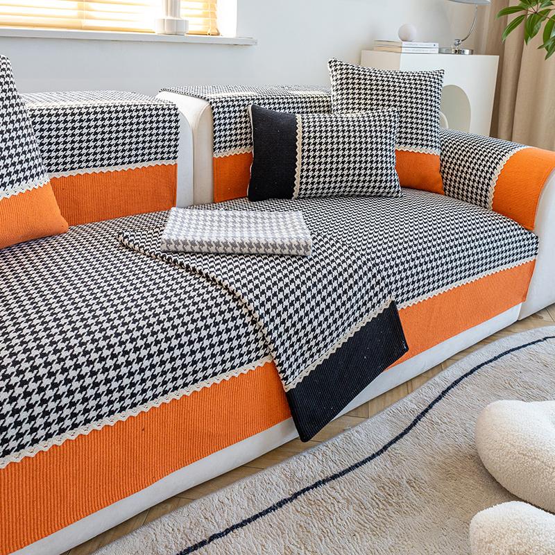 Подушка для дивана из хлопка и льна Four Seasons Universal Leather Non-Slip High-Entry Lux Sofa Cover Nordic Simple Cushion Cover Towel