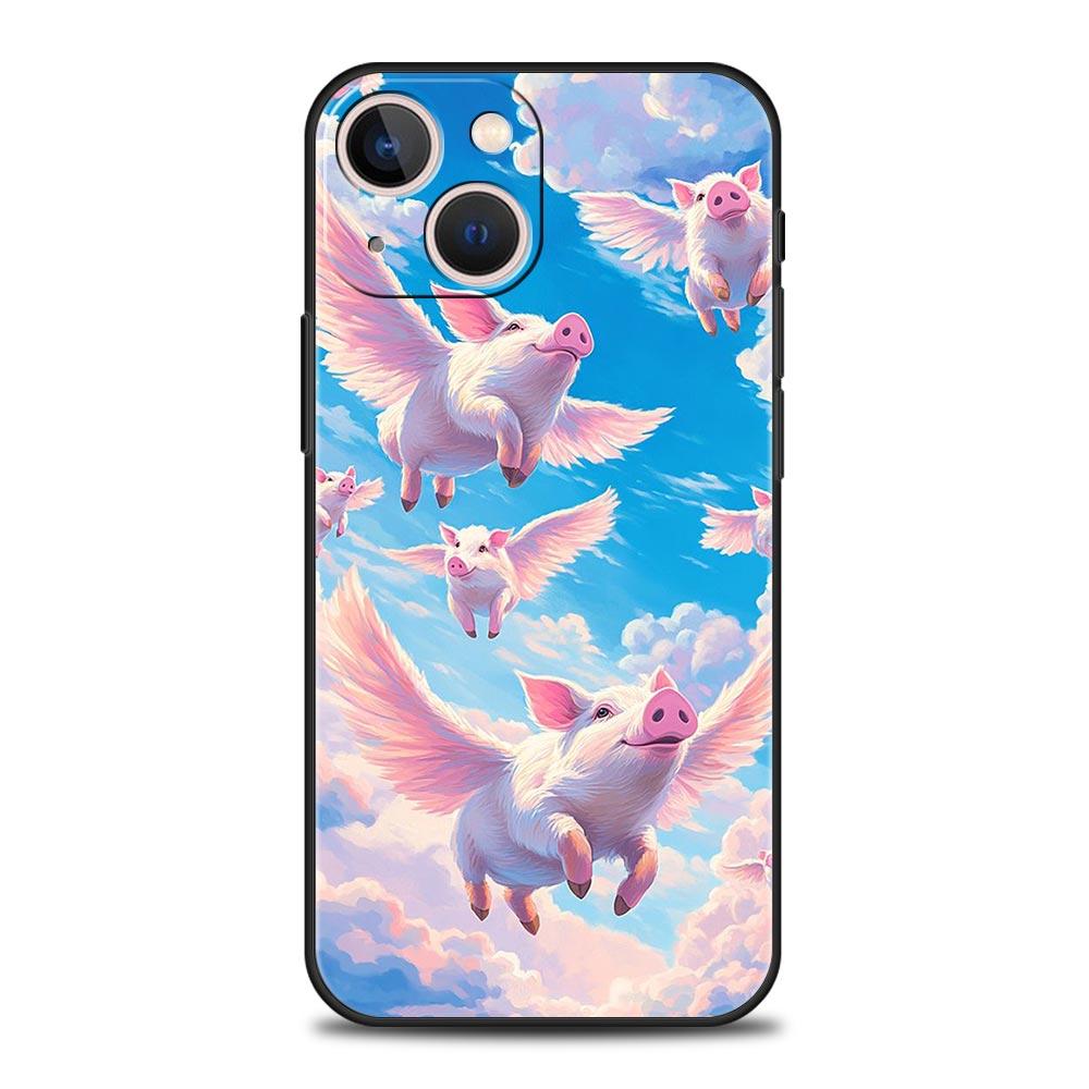 Милый Чехол-Крышка для Телефона в Виде Свиньи для iPhone 17 16 15 14 13 12 Pro Max 11 Pro Max 17 AIR Plus Ударопрочный Мягкий ТПУ Корпус Fundas Capas Сумка