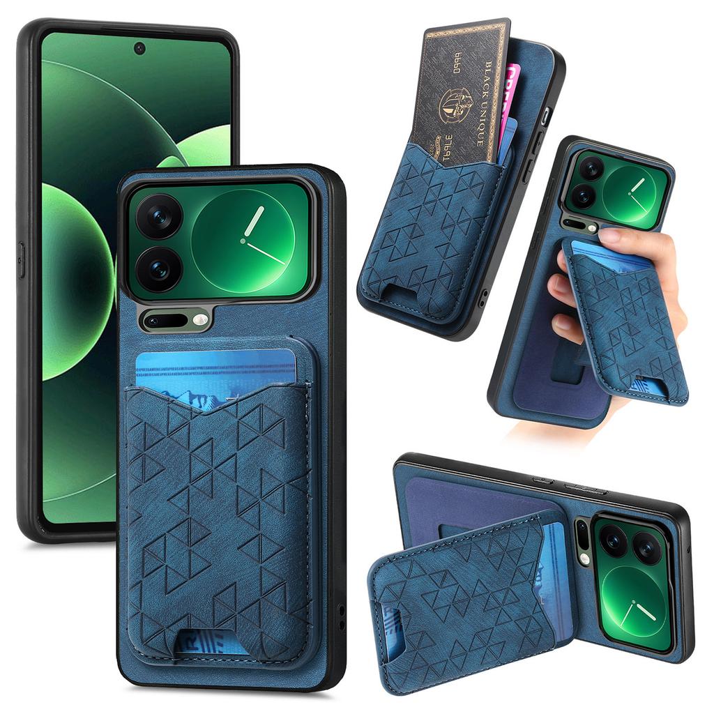 Тисненая Ретро Роскошная Магнитная RFID-Карта Кожаный чехол для телефона For Xiaomi 17 Pro Max 17Pro 15T подставка Ударопрочный Чехол