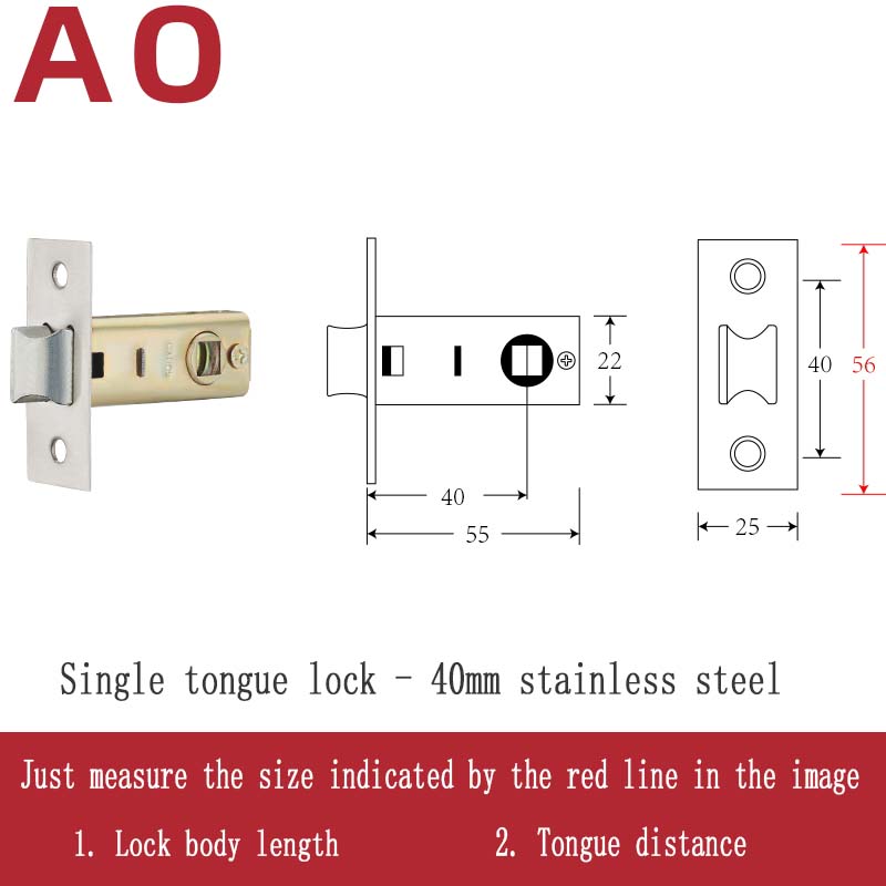 Stainless Steel Lock Body Lock Core Indoor Bedroom Lock Tongue Lock Universal Type Room Household Silent Wooden Door Lock