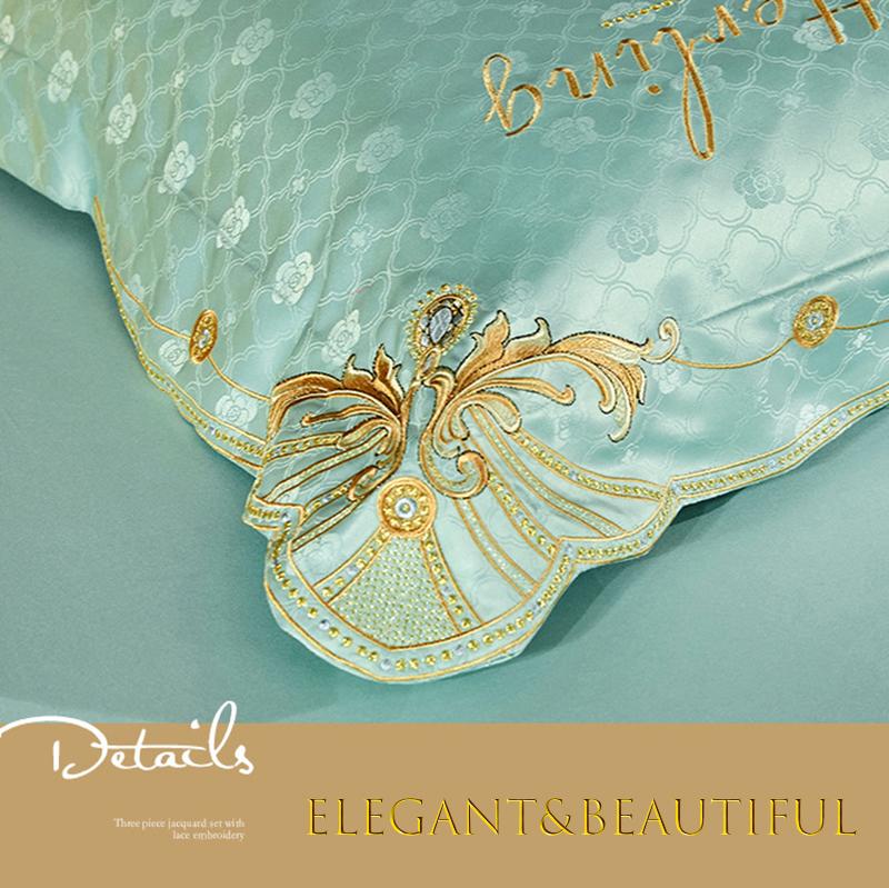 Luxury European Style Bedspread Lace Bed Skirt Solid Color Embroidery Thickened Protective Cover Queen King Size Bed Sheet Set