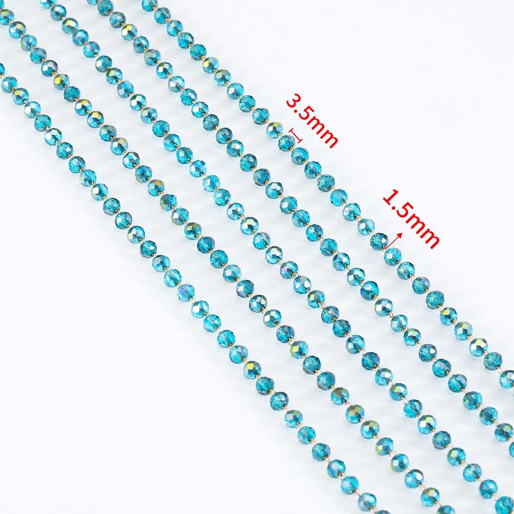 1M Stainless Steel Pink Ball Beads Beaded Chain 4.5mm Glass Crystal Link Chains for DIY Bracelet Necklace Jewelry Making Supply