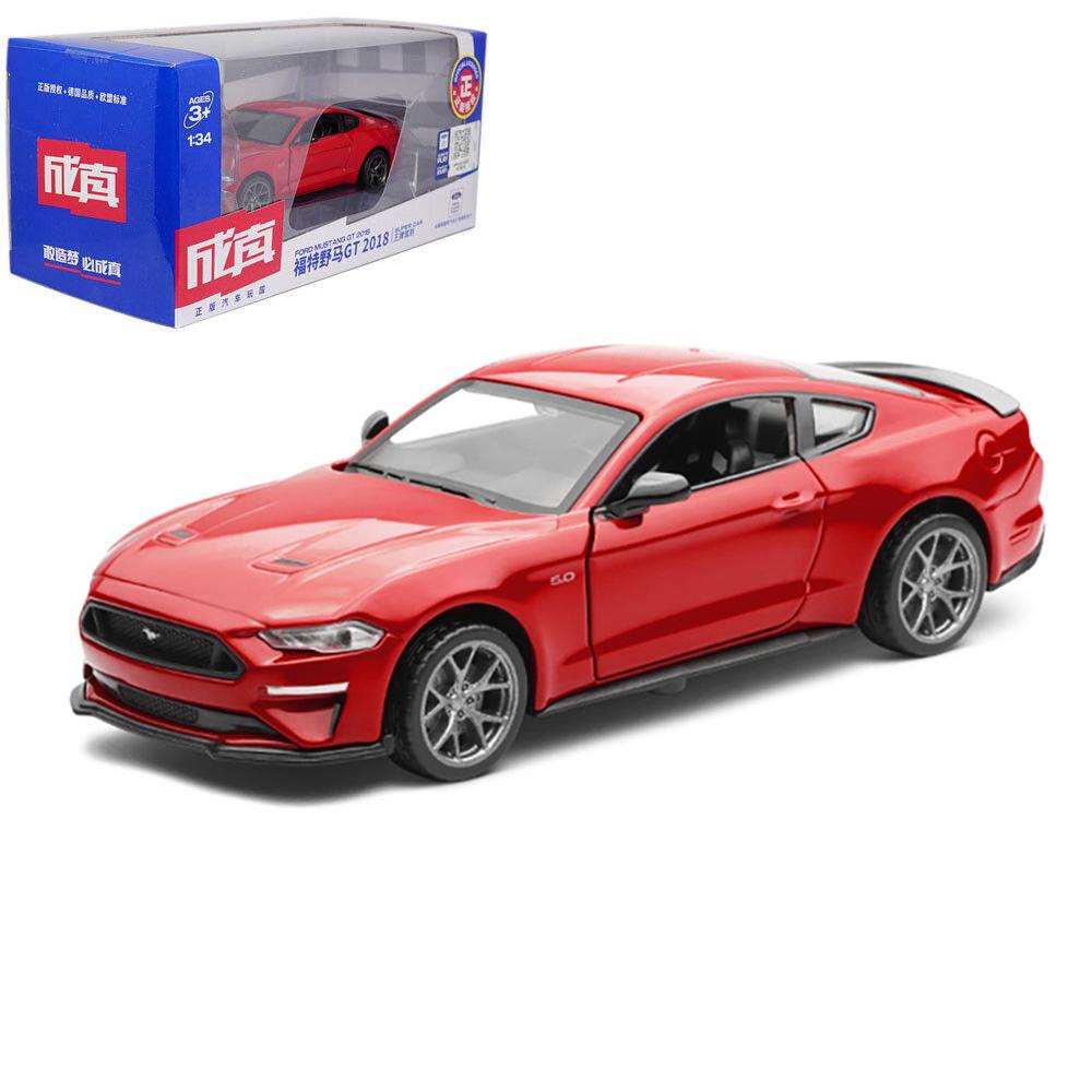 Масштаб 1/34 Ford Mustang GT 2018 модель автомобиля литья под давлением игрушечный автомобиль коллекция подарков для детей